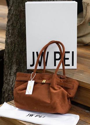 Сумка jw pei hana medium faux suede tote bag