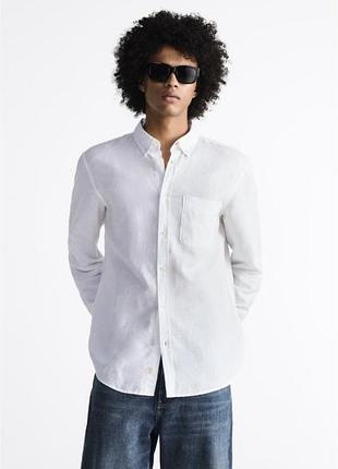 Uniqlo чоловіча сорочка, рубашка, брендова лляна сорочка
