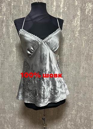 Топ,майка сіра в білизняному стилі з натурального 100% шовку ,warehouse ,p.14