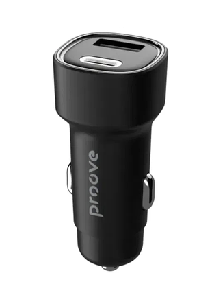 Автомобильное зарядное устройство proove flash (qc+pd) type-c + usb 48 вт,черный