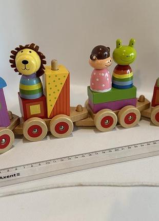 Дерев'яна іграшка потяг animal puzzle train