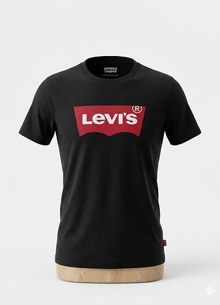 Чорна базова оригінальна брендова футболка на хлопця levi’s на ріст 176см