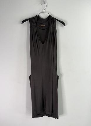 Roberto cavalli grey jersey gathered plunging neck dress m size