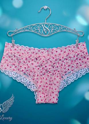 Мереживні рожеві трусики у горошок victoria's secret lace cheeky panty — оригінал