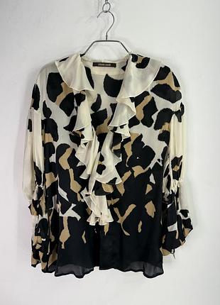 Roberto cavalli silk animal print blouse m size