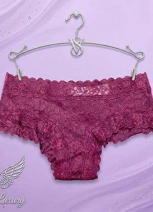 Мереживні бордові трусики victoria's secret lace cheeky panty — оригінал