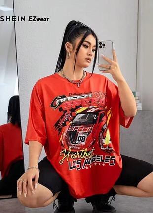 Яскрава футболка shein, 3xl оверсайз (можна на 4xl)