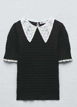Zara топ з коміром р. l