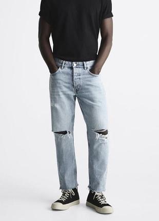 Стильні світлі джинси zara на чоловіка або підлітка, розмір