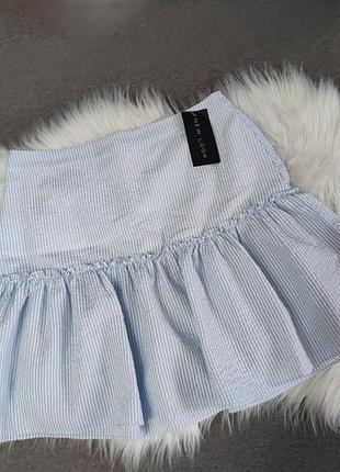 Ніжна біло блакитна фактурна спідниця в смужку new look zara bershka h&m boohoo asos