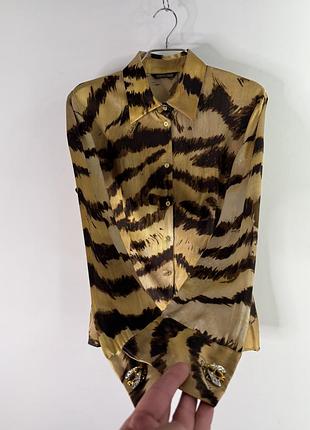 Roberto cavalli 2007 tiger print silk shirt m size