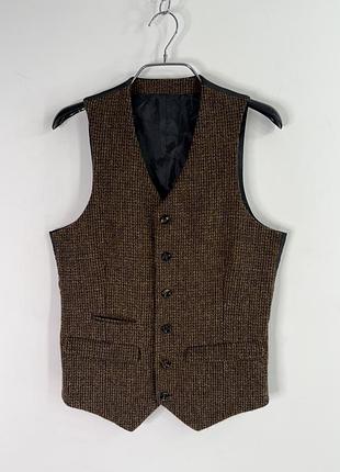 Harris tweed waistcoat herringbone western wool casual vest 36/s size