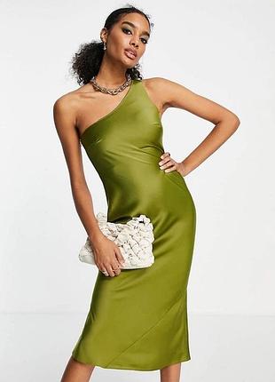 Сатинова сукня макси на одне плече asos design ✨