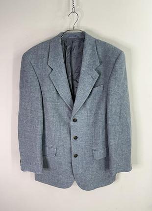 Vintage harris tweed blazer jacket blue wool tweed scotland apart 48/l size