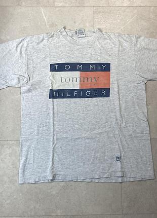 Вінтажна реп футболка vintage 90s tommy hilfiger big flag logo rap t-shirt large xl
