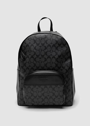 🦁 coach black houston signature large backpack