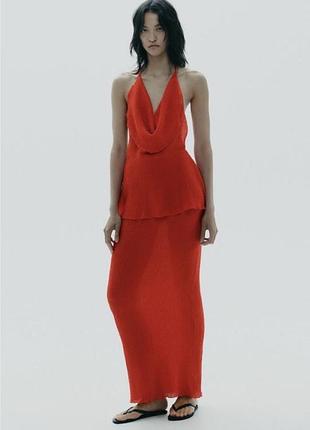 Спідниця zara m, червона спідниця міді