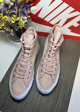 Оригинальные кожаные высокие кеды converse
