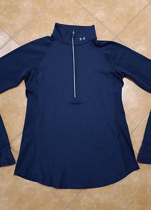 Синій спортивний лонгслів under armour threadborne run true має блискавку 1/2.