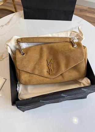 Сумка ysl calypso yves saint laurent коричнева сумка замша шкіра