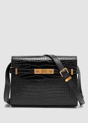 Сумка manhattan medium leather saint shoulder bag black laurent croco