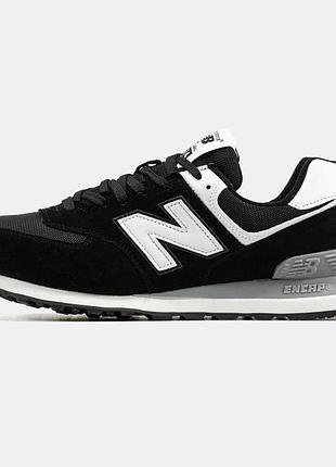Мужские кроссовки new balance 574 black white / smb+ 🔗
