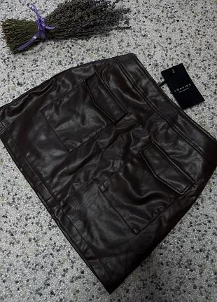 Міні спідниця dark brown еко шкіра