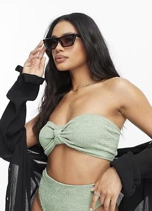 Верх от купальника топ бандо верх от купальника жатка зеленый хаки asos one size xs s m