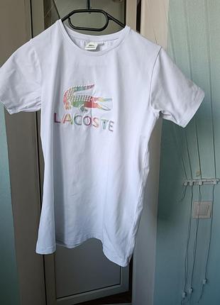 Біла футболка з коротким рукавом lacoste р. 158-164.