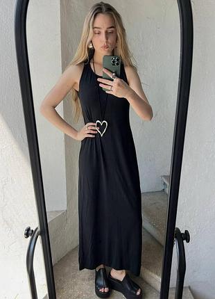 Довга чорна сукня h&m