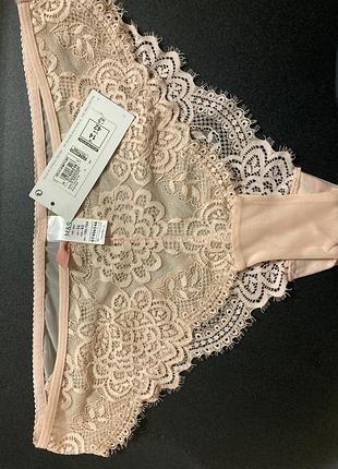 Трусики жіночі marks&spencer рожевий персик, 48 розмір, 91% поліамід, 9%еластан. ластовиця хлопок
