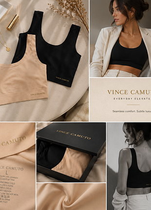 Безшовний базовий топ vince camuto з м'якими знімними чашечками-вкладишами,