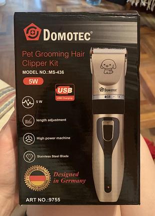 Машинка для стрижки тварин pet grooming domotec r-436, машинка для стрижки собак та котів, триммер для собак