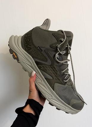 Трекінгові черевики hoka one one anacapa 2 mid gtx оливкового кольору з підошвою vibram оригінал