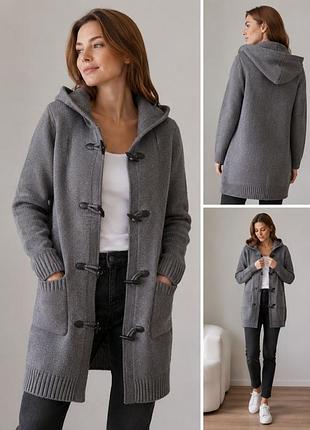 Шерстяной кардиган caroll 95% wool + 5% cashmere с капюшоном s/m