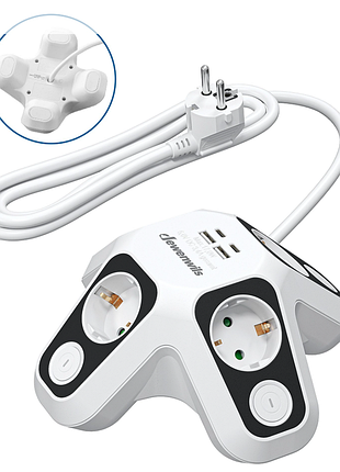 Сетевой фильтр dewenwils с независимыми выключателями, 2 порта usb-c + 2 порта usb-a, защита от перенапряжения, кабель 2 м, 3680 вт/16 а, защита от де