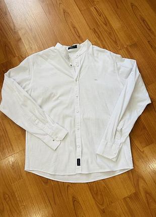 Лляна сорочка чоловіча з коміром стійкою black stone, р.2xl (льон) 450грн