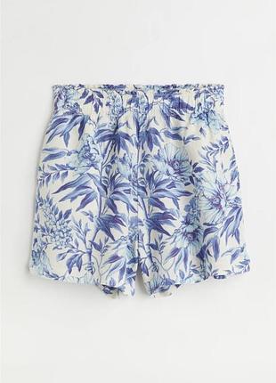 Короткі жіночі шорти в квітковий принт з льоном у складі h&m s
