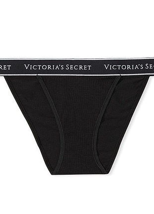 Трусики victoria’s secret logo cotton tanga / трусы виктория сикрет танга хлопковые | оригинал | xs