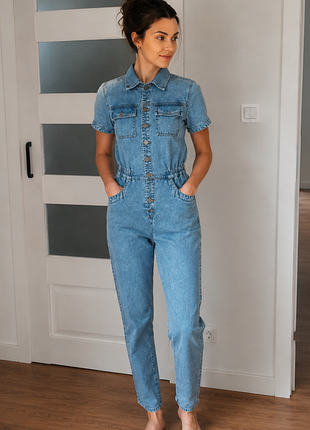 Стильний джинсовий комбінезон george 100% cotton | блакитний | s/m