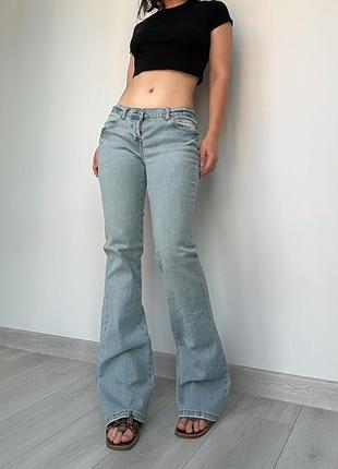 Джинсы голубые 38 40 m l низкая талия посадка клеш flared bootcut винтаж vintage y2k