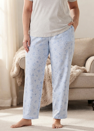 Женские хлопковые пижамные брюки primark, голубой, 3xl