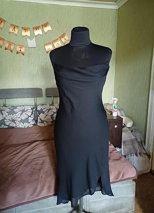 Элегантное черное платье миди с вырезом-водопад topshop (размер 14)