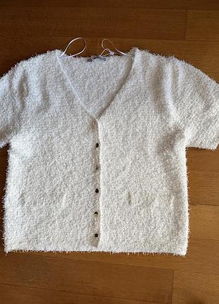 Стильний новий кардиган манго, пухнастий, білого кольору, розмір l,xl.