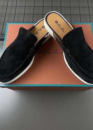 Мюли лоферы замшевые мужские чёрные loro piana black! мюлі лофери чоловічі замшеві! шлепанцы мюли замшевые! размеры 40-46! качество премиум!