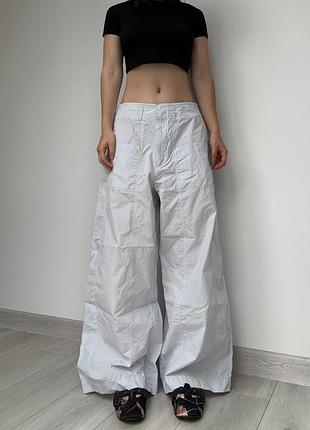 Брюки штаны 40 l 38 m низкая средняя талия посадка небесно голубые wide leg y2k vintage винтаж широкие свободные оверсайз archive