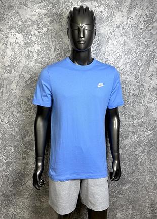 Nike tee футболка m-l размер спортивная голубая