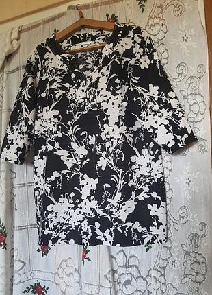 Супер туника бело-черная р.20"marks &amp; spencer"50% лен,50%вискоза,шри-ланка.