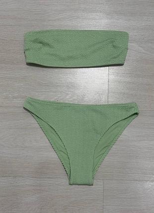 Роздільний купальник бандо в рубчик h&m