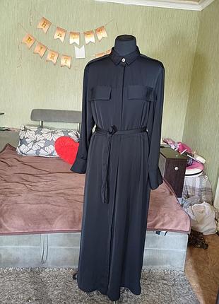 Елегантна чорна сукня-сорочка максі primark (розмір uk 18 / eur 46) xl xxl на високий зріст